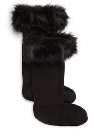 Hunter Boot Sock Faux Fur Black