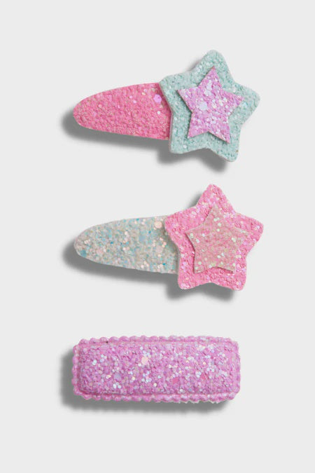 Hatley Clips Shimmer Stars pink