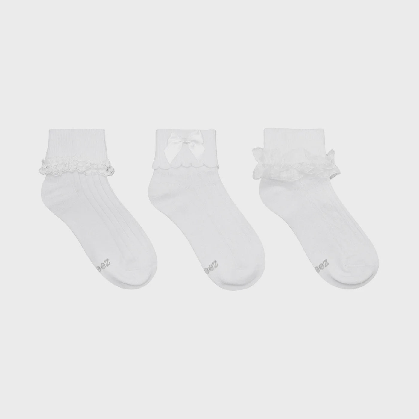 Robeez 3 Pack Classic Cuffed White Socks